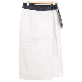 Autre Marque Jupe Maxi en Cuir et Coton BLAMINK Blanc Blanc cassé
