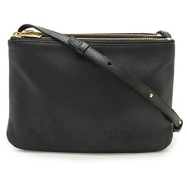 Céline Celine Trio Small Shoulder Bag/Pouch in Black Leather Black