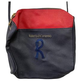 Borsa a spalla con ricamo logo Roberta di Camerino Rosso Blu navy