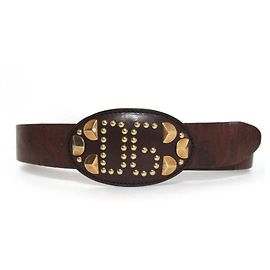 Dolce & Gabbana Dolce&Gabbana DG Logo Studs Leather Belt Bronze