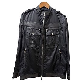 Versace Leather Single Riders Jacket Black