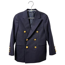 Blazer de Lã Dupla Face Polo Ralph Lauren Azul