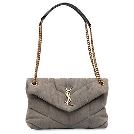 Douduna LouLou pequena em denim cinza da Saint Laurent Marrom