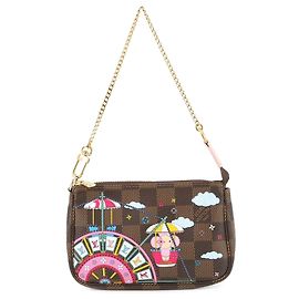 Mini Pochette Accessoires Vivienne Holiday Damier Ebene Marrone Louis Vuitton Marrone