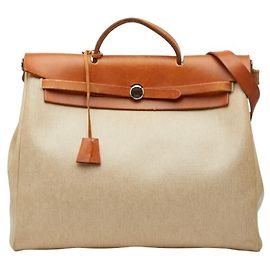 Bolsa de Ombro Hermès Airbag Ad MM Marrom Bege