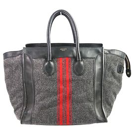 Céline Borsa tote mini shopper in pelle e lana CELINE Marrone Nero Rosso