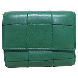 Billetera compacta maxi Cassette Intrecciato de Bottega Veneta Verde