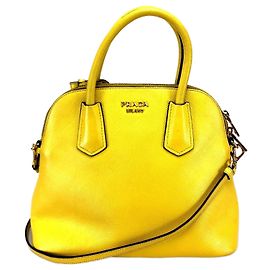 Prada BL0902 Yellow Leather Handbag Yellow