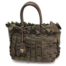 Bolsa Tote com Babados Prada BN1728 Marrom