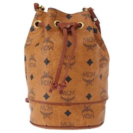 Bolsa de ombro MCM Visetos em lona e couro Marrom