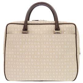 Bulgari Bvlgari Logomania Canvas-Handtasche Beige Lila