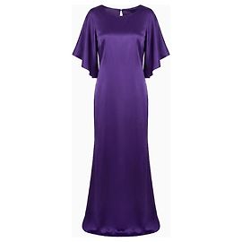 Robe longue en satin violet drapé Paule Ka Violet