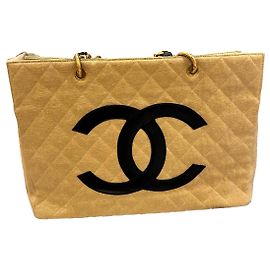 Chanel Cambon Canvas Tote Black Camel