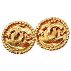 Chanel Vintage CC Bottone Rotondo Clip-On Metallo D'oro