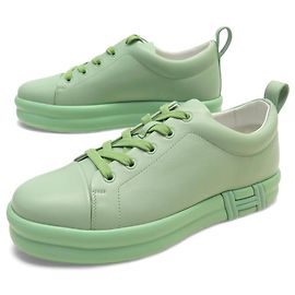 Hermès NEUE HERMES HAPPY H232109Z 39 GRÜNE LEDERSNEAKER Grün