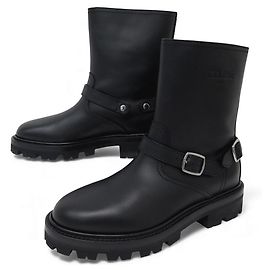 Céline NUOVE BOOTS BIKER CELINE 15 MOTO 37 PELLE NERA Nero