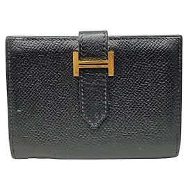 Hermès Hermes Béarn Veau Epsom Card Case Black