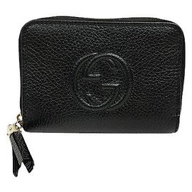 Monedero de cuero Gucci Soho con G entrelazado Negro