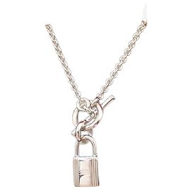 Hermès Collier Pendentif Cadenas Kelly en Argent Sterling Hermes Argenté