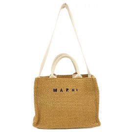 Borsa tote Marni EAST-WEST in cotone e nylon Marrone