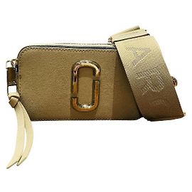 Bolsa de ombro em couro Snapshot da Marc Jacobs Marrom Bege