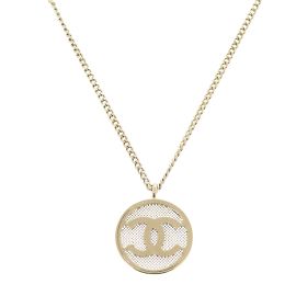 Chanel Coco Mark Gold Plated Necklace Golden