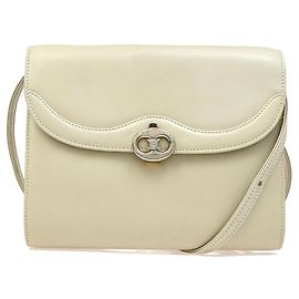 Céline Celine Vintage Triomphe Umhängetasche aus Leder Medium Weiß