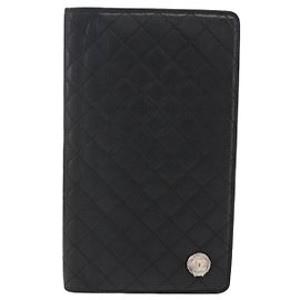 Chanel Vintage CC Bifold Wallet Leather Long Black