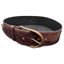 Cinturón Saint Laurent Python Rojo Burdeos Burdeos