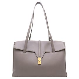 Céline Bolsa tote grande 16 Seize Soft em couro de bezerro cinza CELINE Marrom