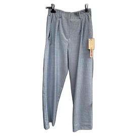 Indress Blue Wool Pants Blue
