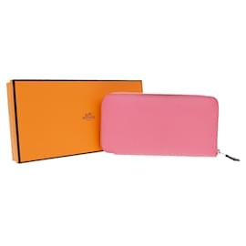 Portefeuille zippé Azap en soie Epsom long d'Hermès Rose