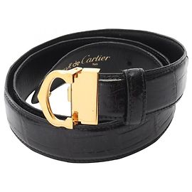 Cartier Black Leather Belt Black