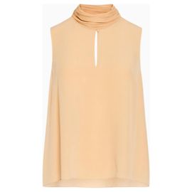Top Chloé com Gola Drapeada Pêssego em Viscose Pescaria