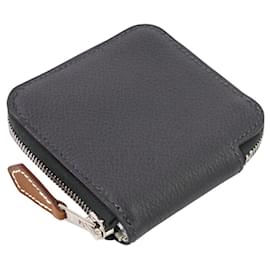 Porte-monnaie/étui à pièces Azap Mini en soie et Epsom d'Hermès Noir
