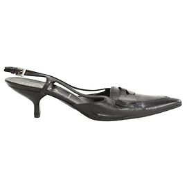 Prada Schwarze Ledersandalen Schwarz