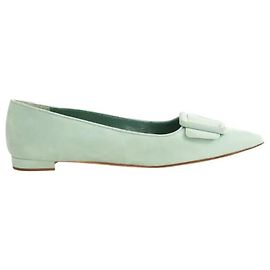 Manolo Blahnik Grüne Wildleder-Ballerinas Grün