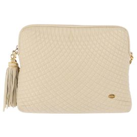 Bally Vintage Chain Shoulder Bag Quilted Leather Beige