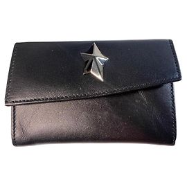 Thierry Mugler black leather wallet with star Black