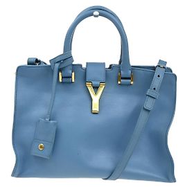 Saint Laurent Classic Y Cabas aus Leder Medium Blau