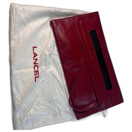 Red leather Lancel clutch Red