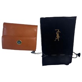 Yves Saint Laurent Carteira de Couro Marrom YSL Marrom