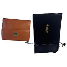 Yves Saint Laurent YSL Brown Leather Wallet Brown