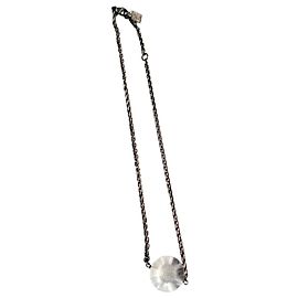 Colar Lalique de Cristal com Corrente de Prata Hardware prateado
