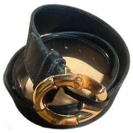 Cinto Gucci de tecido preto com fivela de bambu Preto