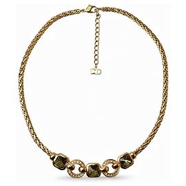 Collier plaqué or Christian Dior avec strass Doré