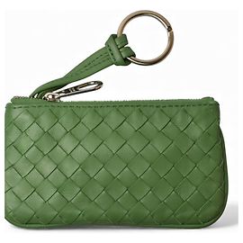 Porta-moedas de couro verde Bottega Veneta Verde