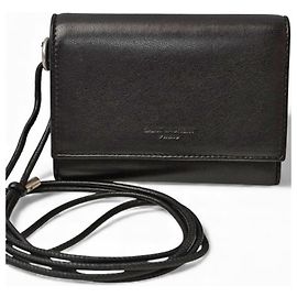 Cartera Trifold Saint Laurent en cuero negro Negro