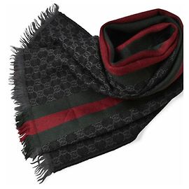 Xale de lã e seda Gucci Marrom Preto