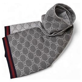 Cachecol de lã Gucci Marrom Cinza
